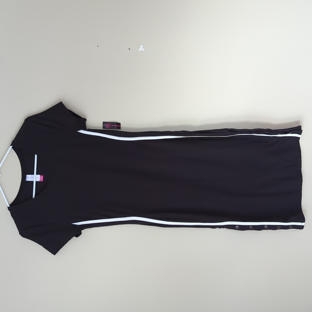 NWT NOBO Stripe Midi Dress with Snap Junior Medium Black White 7-9
